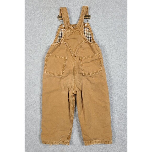 Carhartt Bibs Double Knee Overalls Toddler Size 2T Brown Canvas Flannel Lining - Picture 7 of 10